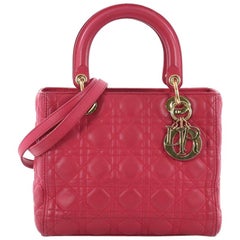 Christian Dior Lady Dior Handbag Cannage Quilt Lambskin Medium