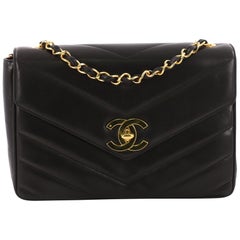 Chanel Vintage Envelope Flap Chevron Lambskin Jumbo