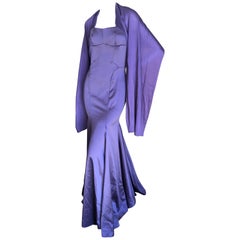 Roberto Cavalli Just Cavalli  Vintage Purple Silk Mermaid Evening Dress & Shawl 