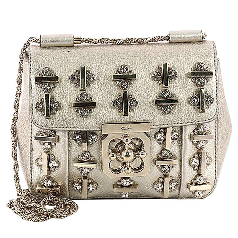 Chloe Elsie Chain Shoulder Bag Embellished Leather Small