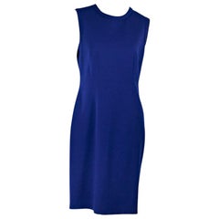 Cobalt Blue Lanvin Stretch-Wool Sheath Dress