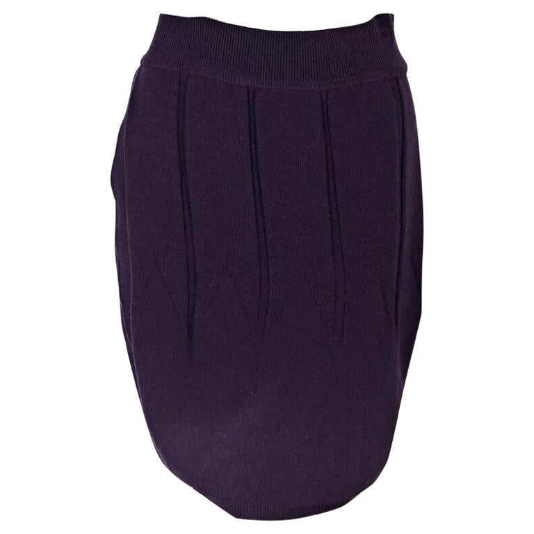 Purple Alaia Stretch Wool Skirt