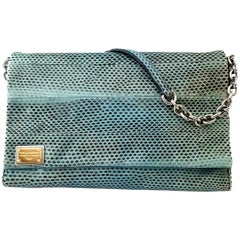 Dolce & Gabbana Turquoise Python Leather Shoulder Bag 