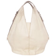 Vintage Givenchy Ivory Tinhan Ostrich Leather With Two Side Zippers Hobo Bag