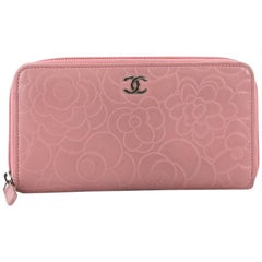 Chanel Zip Around Wallet Camellia Lambskin