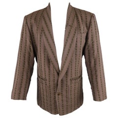 Vintage JEAN PAUL GAULTIER S Brown Striped Wool Shawl Collar Jacket