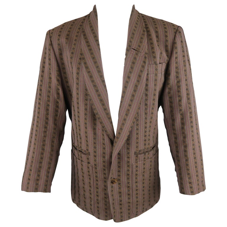 JEAN PAUL GAULTIER S Brown Striped Wool Shawl Collar Jacket For Sale at ...
