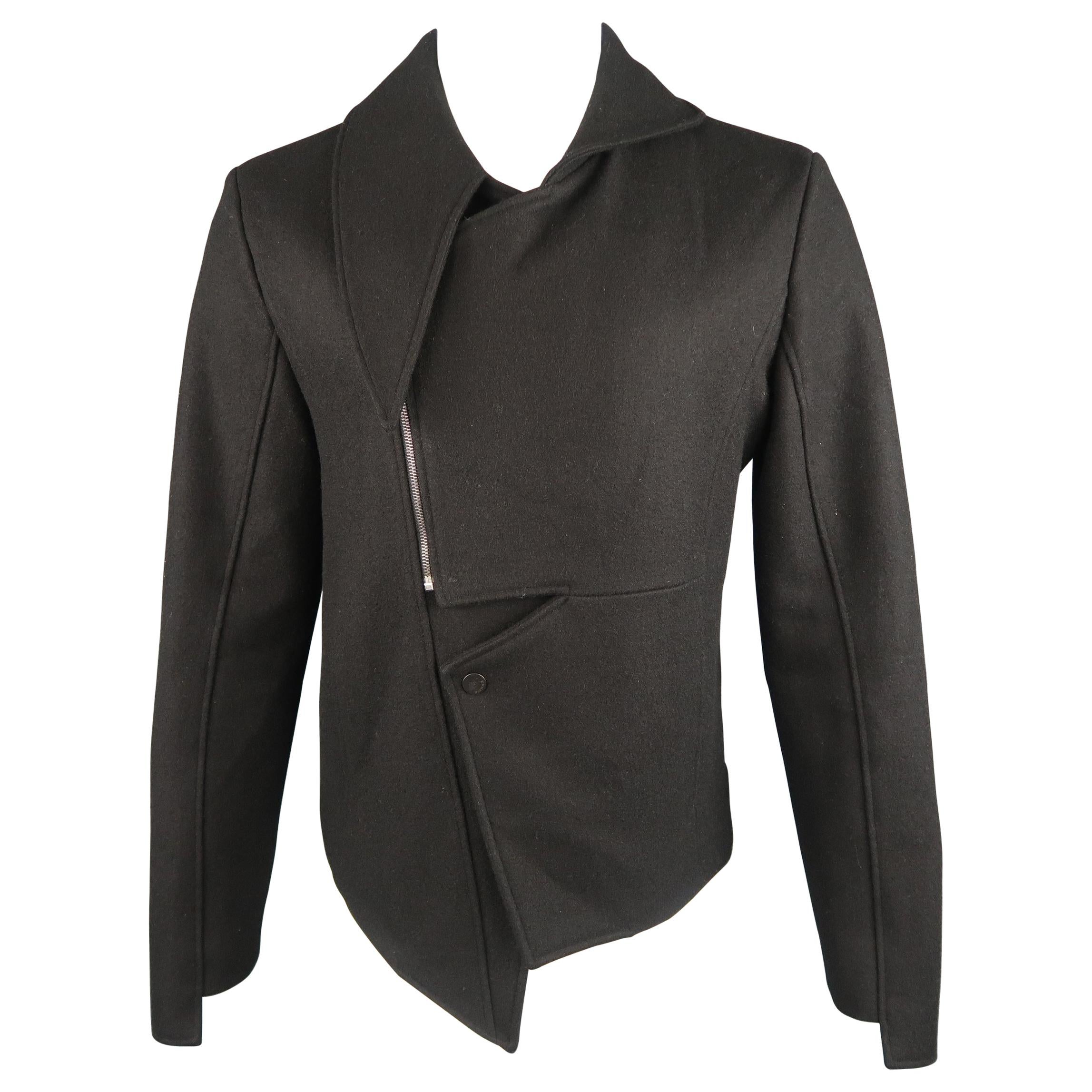 D.GNAK by KANG D. 40 Black Pointed Half Collar Asymetrical Jacket