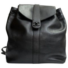 Vintage Chanel Black Leather Backpack
