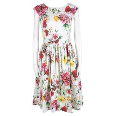 Dolce and Gabbana Floral Printed Cotton Midi Dress M