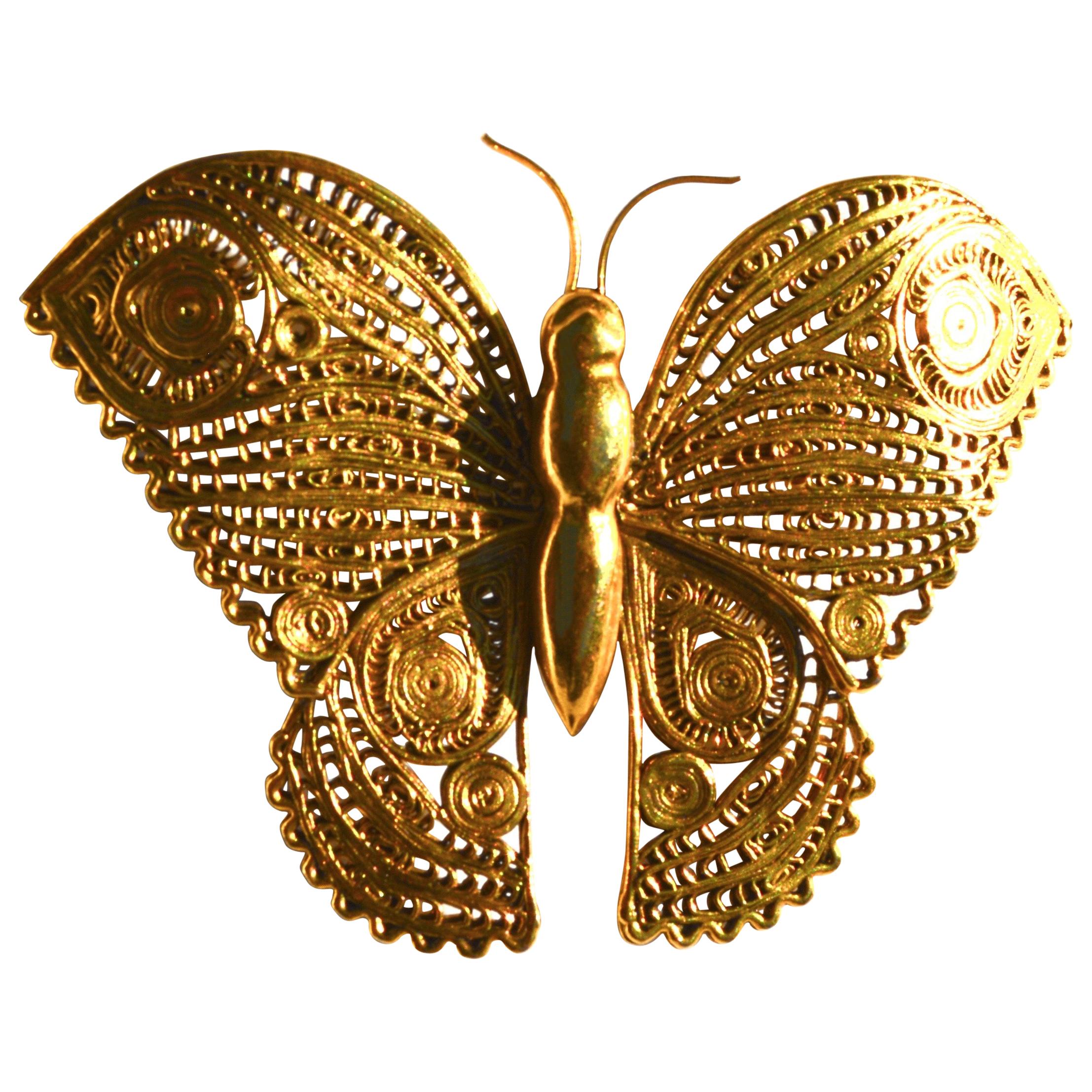 1970s Figurative Oversized Butterfly Brooch For Sale