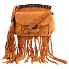 Gucci Nouveau Fringe Crossbody Bag Suede Small