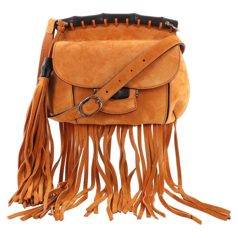 Gucci Nouveau Fringe Crossbody Bag Suede Small at 1stDibs