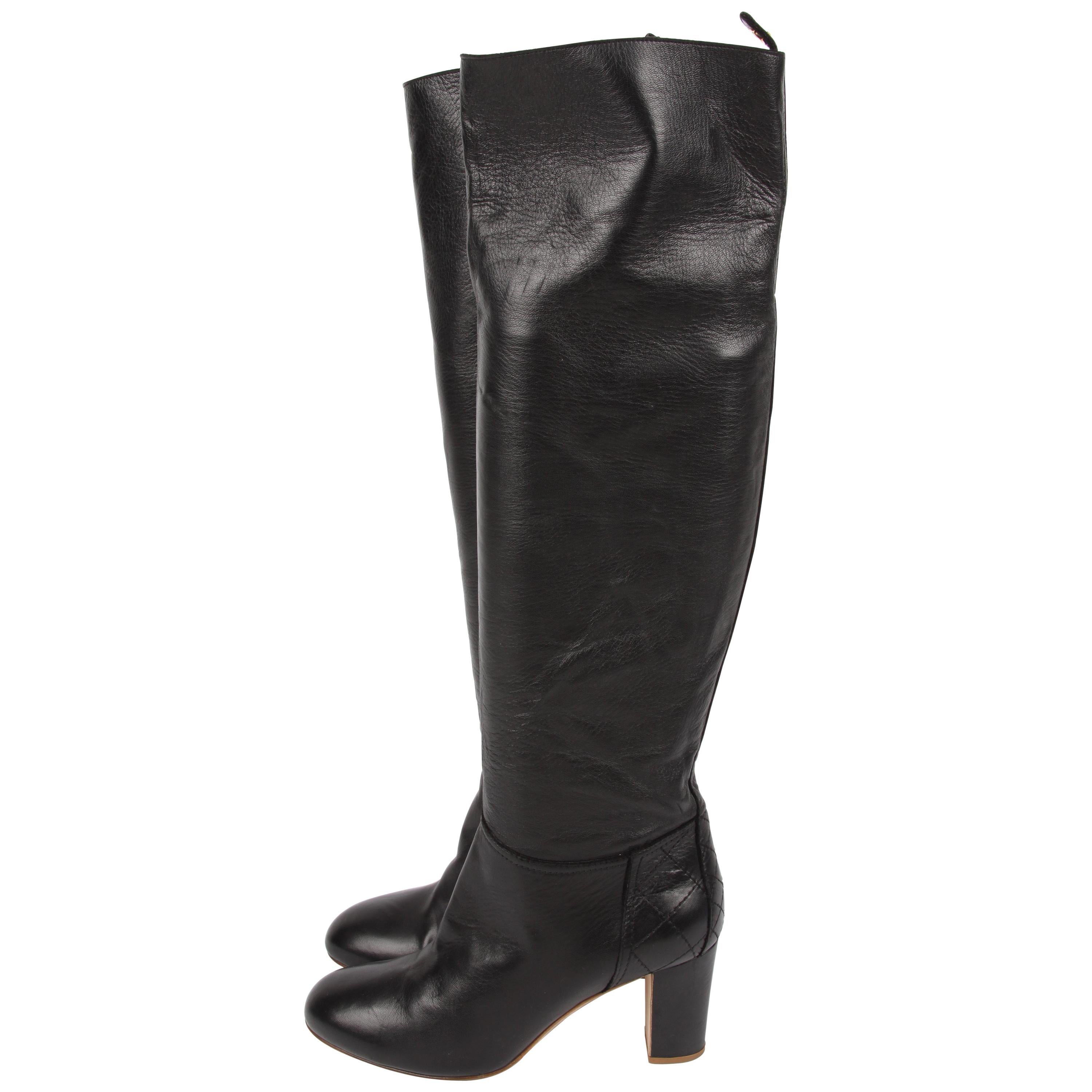 Chanel Knee High Boots - black leather