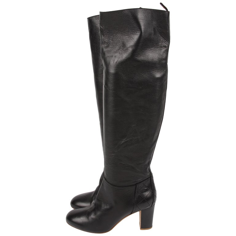 Chanel Knee High Boots - black leather at 1stDibs | chanel high boots