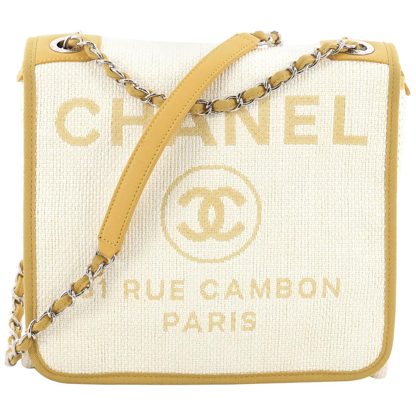 Chanel Deauville Messenger Bag Raffia Small