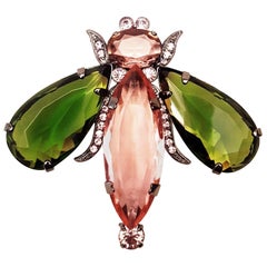 Giorgio Armani Art Deco Glass and Rhinestone Bee Brooch