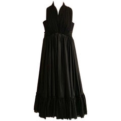 Balenciaga 2004 Black Ruffle Bottom Corset Top Halter Dress