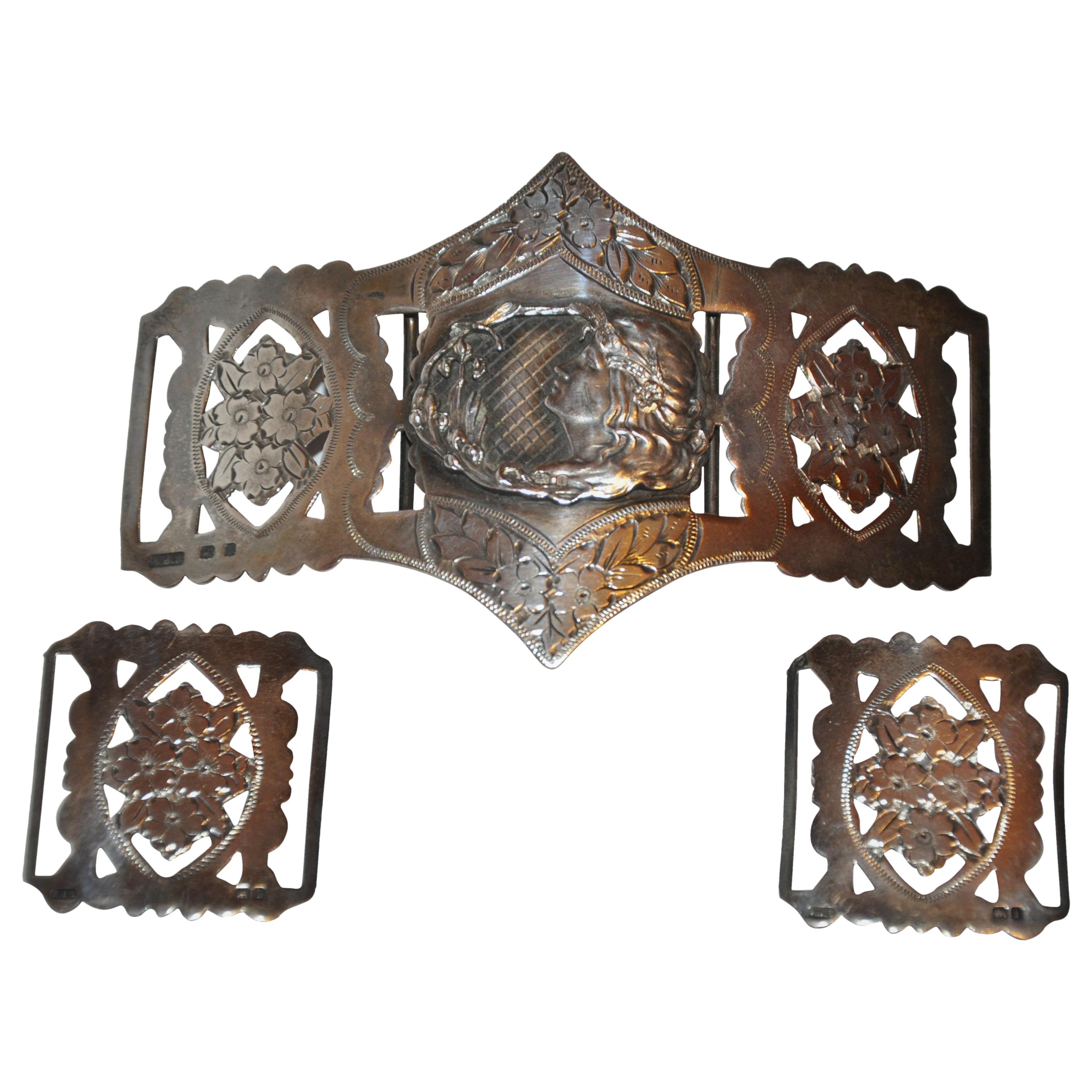 Victorian fully hallmarked Chester Silver and Rhinestone Belt Buckle antique belt buckle. Silver belt buckle Victorian belt buckle Accessoires Riemen & bretels Riemgespen 