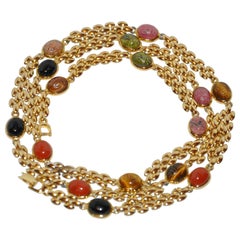 Vintage Gilded Gold Vermeil Hardware with Multi-Color Etched Scrab Necklace