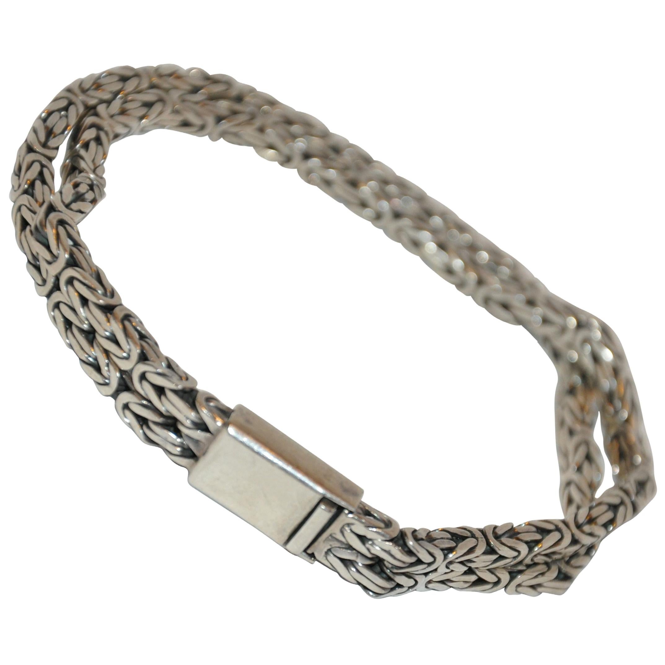 Heavy Silver 925 Double-Strand Bracelet For Sale
