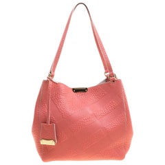 Burberry Pink Embossed Leather Canterbury Tote with Pouch