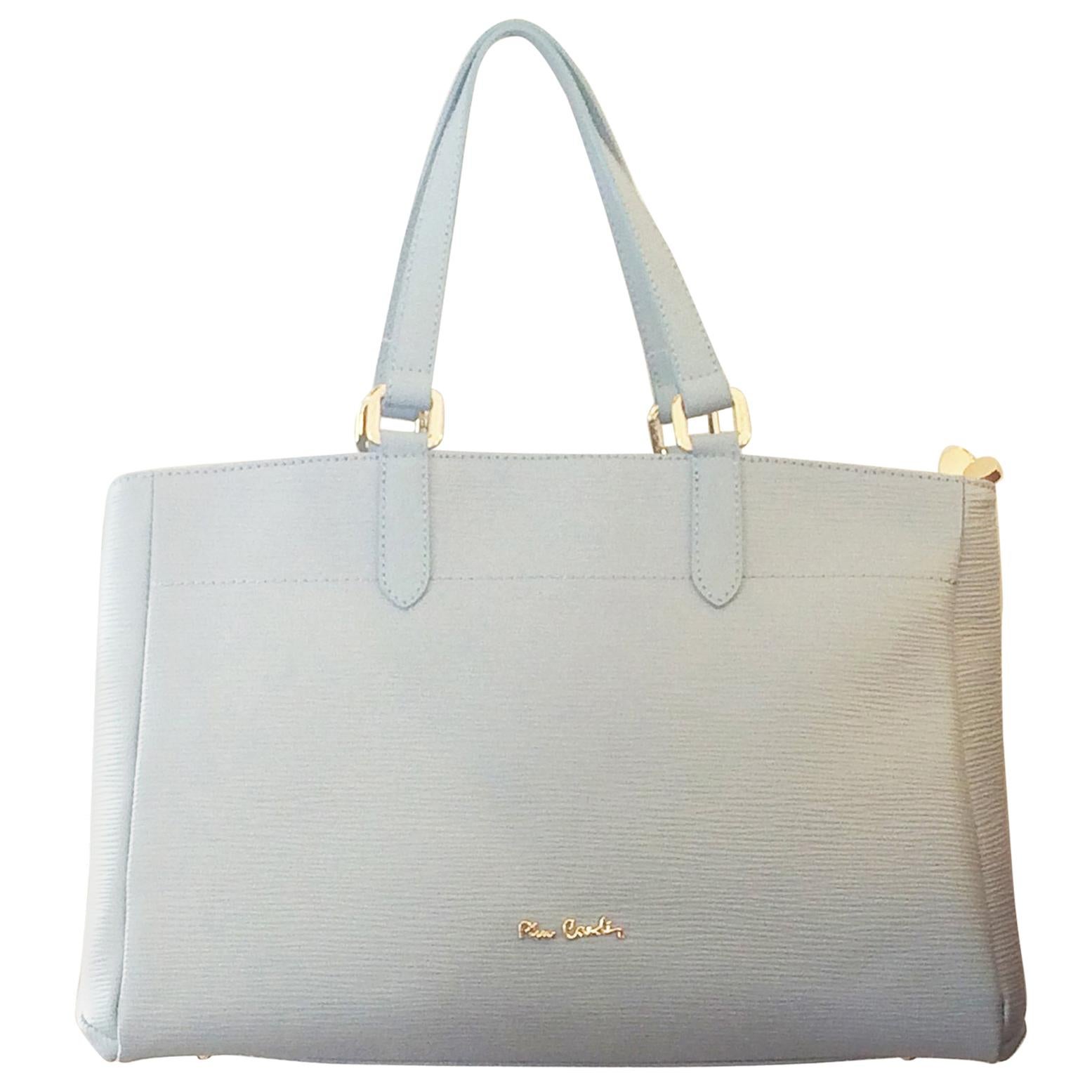 Pierre Cardin Pale Baby Blue Leather handbag bag 