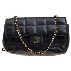 Chanel Black Chocolate Bar Quilted Leather East West Flap Shoulder Bag