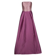 Monique Lhuillier Colorblock Strapless Silk Gown S