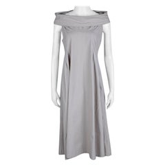Bottega Veneta Beige Cotton Pintuck Detail Off Shoulder Sleeveless Dress M