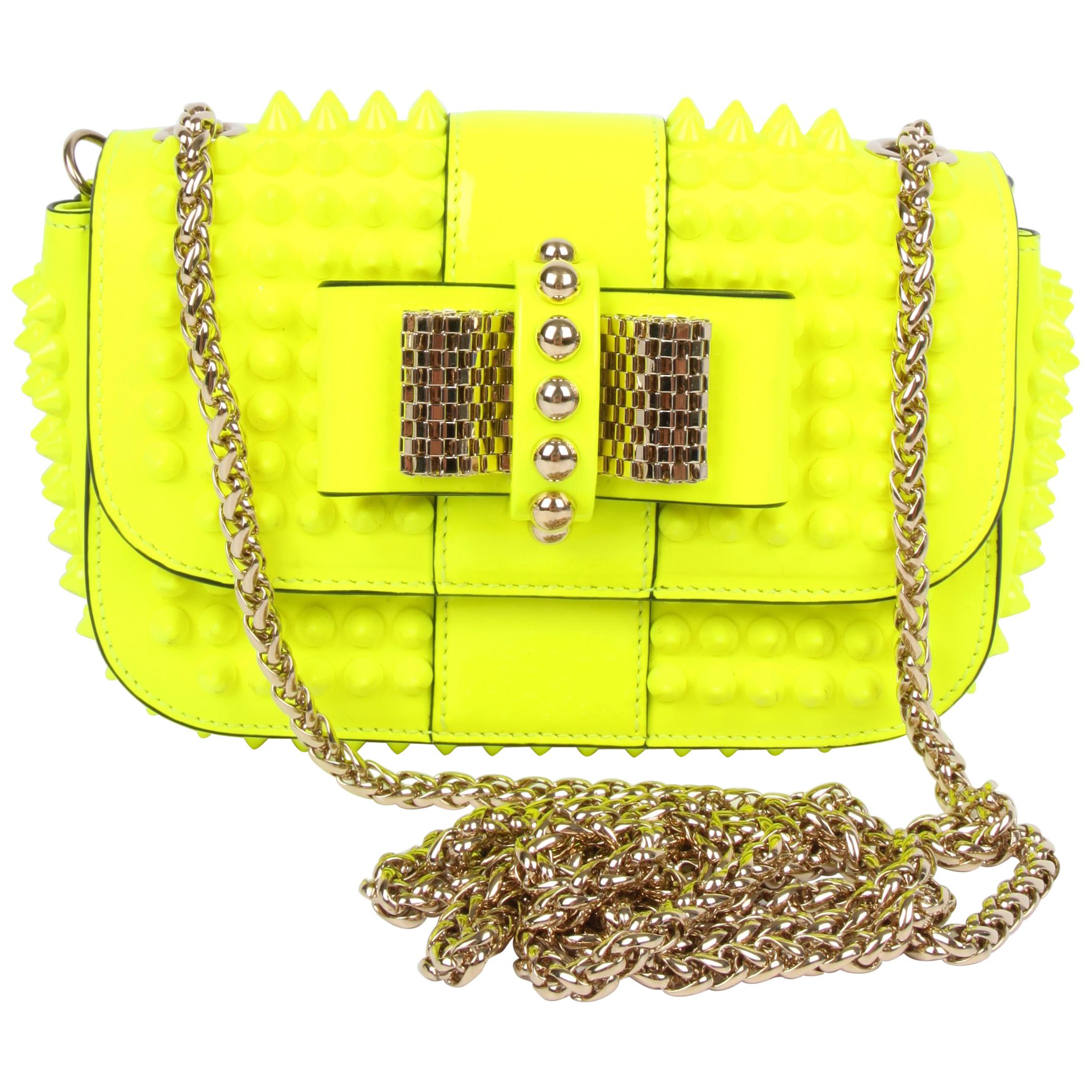 Louboutin Sweet Charity Cross Body Bag neon yellow at 1stDibs