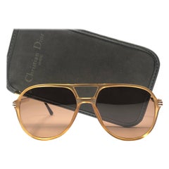 New Vintage Christian Dior Monsieur 2301 Amber Translucent Sunglasses 1970's 