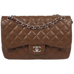 Chanel 2.55 Timeless Jumbo Flap Bag - brown/silver