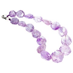 Gemjunky Very Chic Chunky Natural Rose of France Amethyst 18.5" Necklace