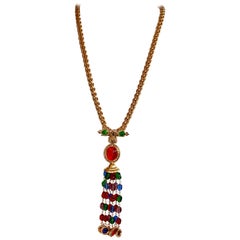 Gripoix Paris Poured Glass Tassel Necklace