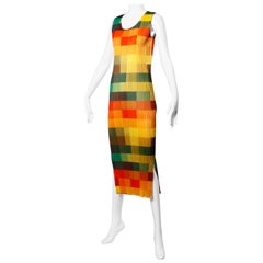 Issey Miyake Vintage Falten Bitte Avantgarde Kariertes Maxikleid