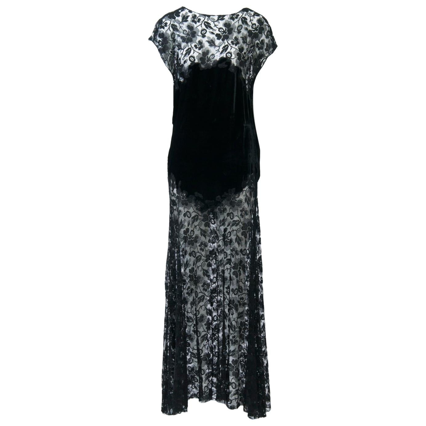 Art Deco Lace and Velvet Gown and Jacket For Sale at 1stDibs | velvet ...