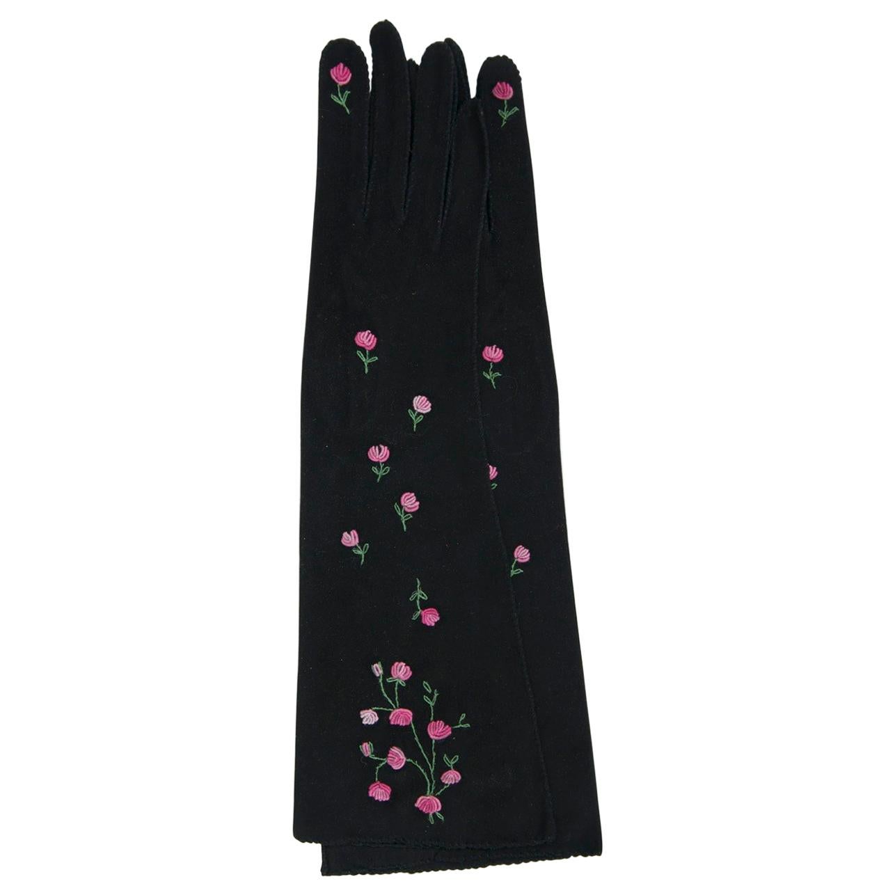 Floral Embroidered Gloves