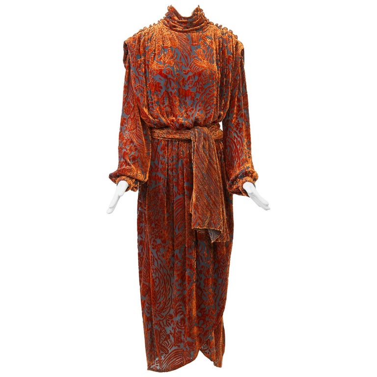 Krizia Voided Velvet Dress at 1stDibs | burnt orange velvet dress
