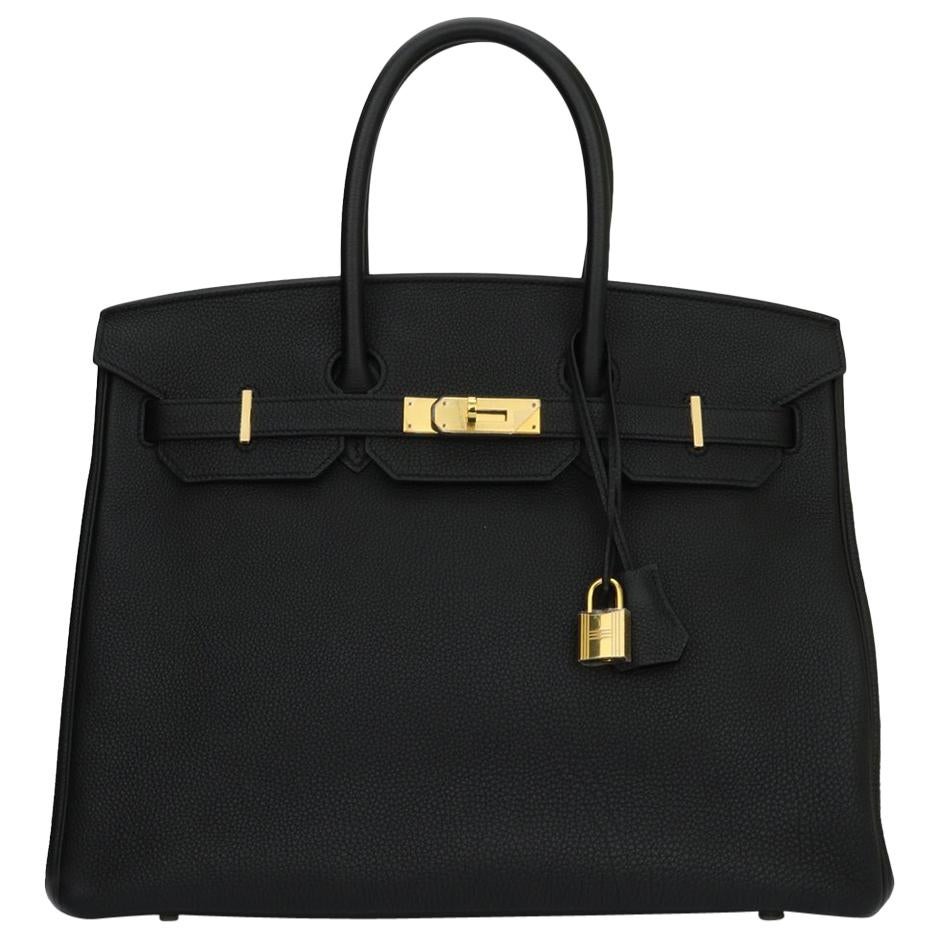 Hermès Birkin 35cm Black Togo Leather with Gold Hardware Stamp T 2015