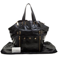 Saint Laurent Paris Black Patent Leather Medium Downtown Tote