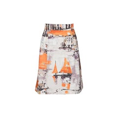Prada Multicolor Oil Paint Effect Printed Denim Skirt S