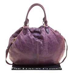 Miu Miu Purple Distressed Leather Hobo