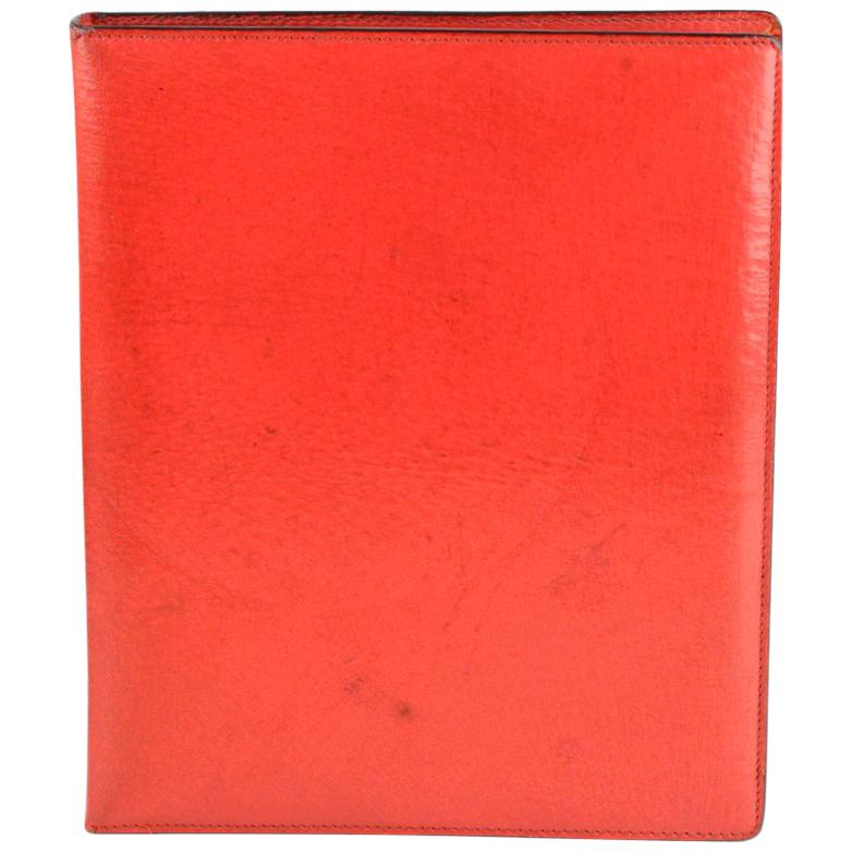 Gucci Vintage Red Leather 6 Ring Agenda Notebook with Pen