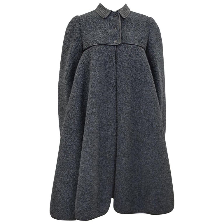 1960s Geoffrey Beene Grey Wool Swing Coat with Leather Trim at 1stDibs ...