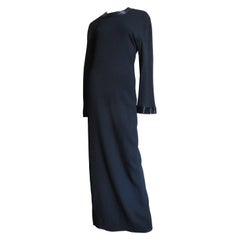 Anne Klein Bell Sleeve Column Dress with Beaded Trim 1990s