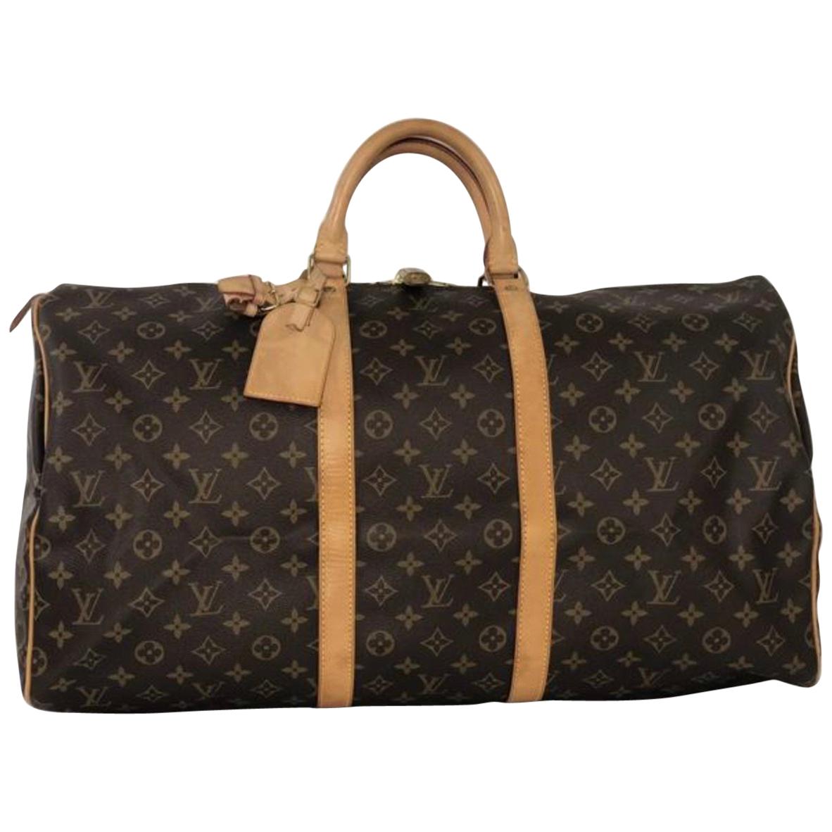  Louis Vuitton Monogram Keepall 55 Travel Top Handle Bag For Sale