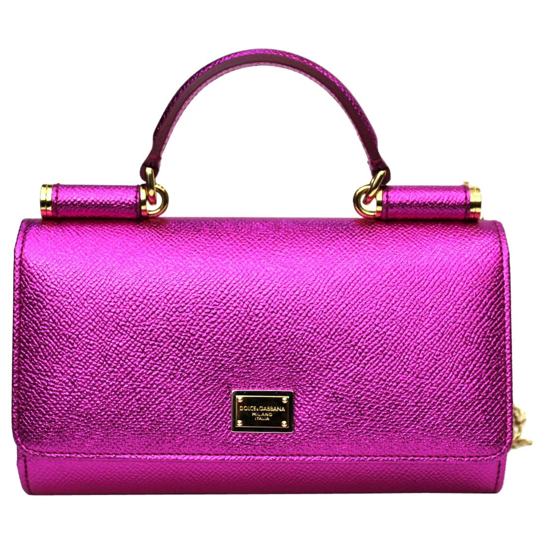 Dolce & Gabbana Fucsia Laminated Leather Mini Van Bag