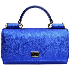 Dolce & Gabbana Blue Laminated Leather Mini Von Bag