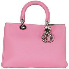 Christian Dior Pink Bullcalf Leather Medium Diorissimo Tote Bag w. DB & Pouch